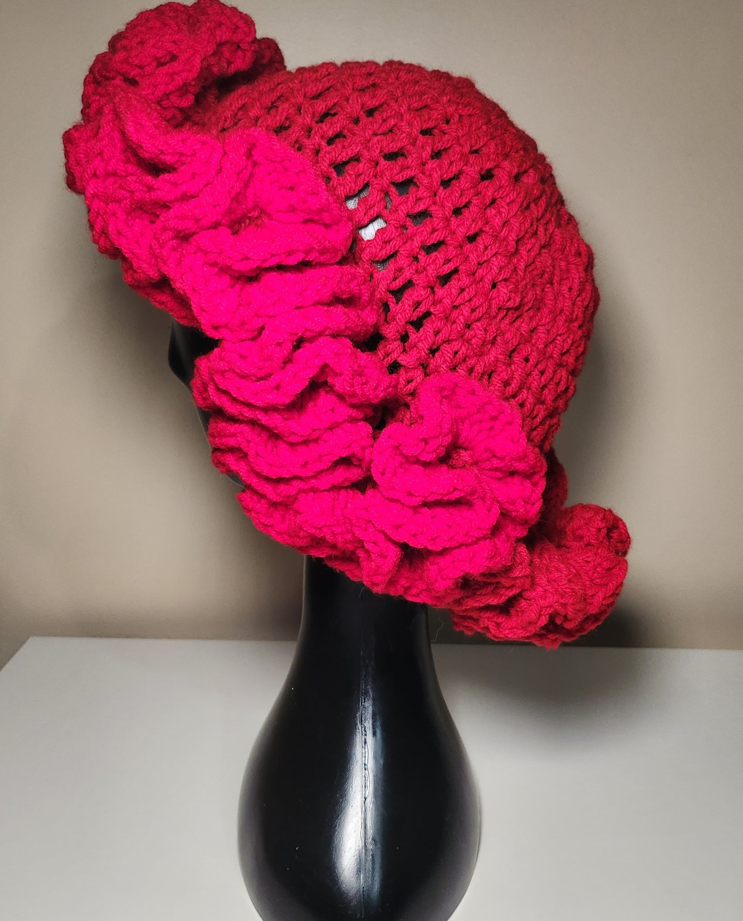 Ruffle crochet hat