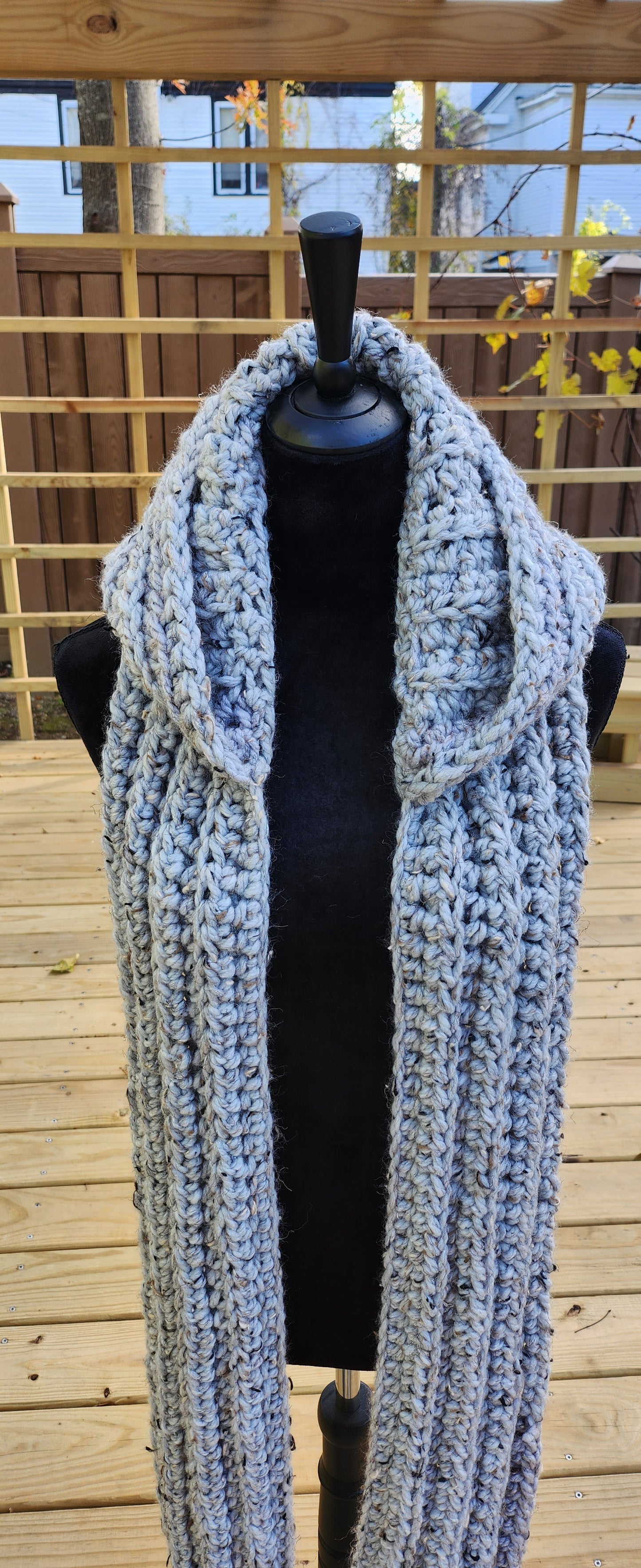 Hooded crochet scarf